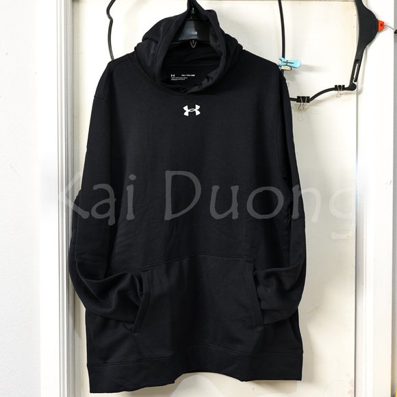 Men's UA Hustle Fleece Hoodie-‎ Black - Picture 3 of 11